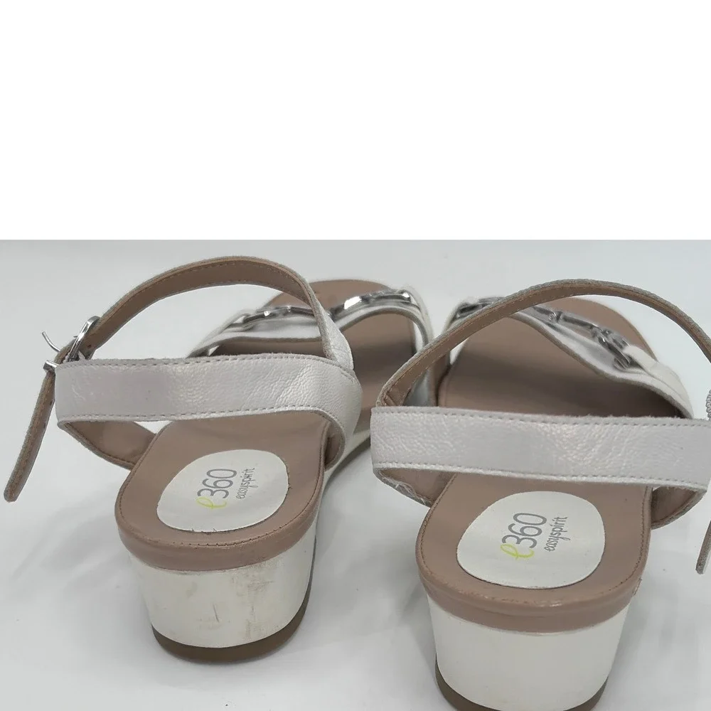 Easy Spirit e360 White Slingback Comfort Sandals Size 6 Horsebit Accent Summer